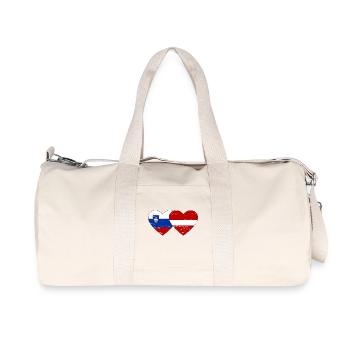 Slovenia Latvia flag heart used - Recycled Canvas Sports Bag by Stanley/Stella - natural - Front