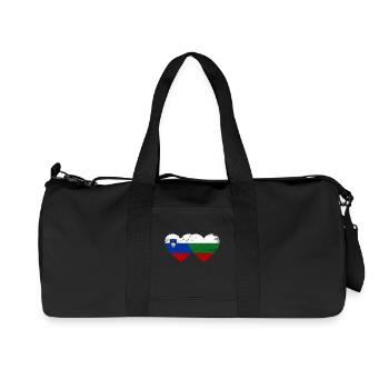 Slovenia Bulgaria Flag Heart used - Recycled Canvas Sports Bag by Stanley/Stella - black - Front