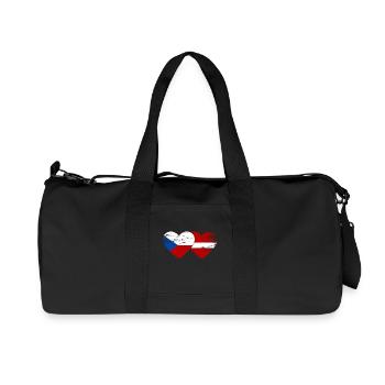 Czech Republic Latvia Flag Heart Used - Recycled Canvas Sports Bag by Stanley/Stella - black - Front