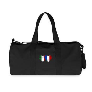 Italy France Flag Heart used - Recycled Canvas Sports Bag by Stanley/Stella - black - Front