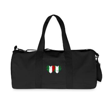 Italie Nigeria drapeau coeur utilisé - Sac de sport en toile recyclée Stanley/Stella - noir - Devant