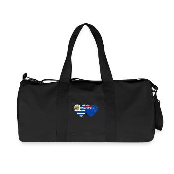 Uruguay Nouvelle-Zélande drapeau coeur utilisé - Sac de sport en toile recyclée Stanley/Stella - noir - Devant