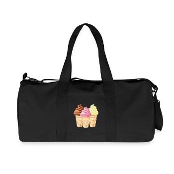 Soft ice cream vanilla chocolate strawberry - Recycled Canvas Sports Bag by Stanley/Stella - black - Front