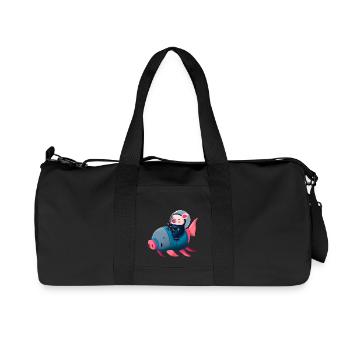 Pig Astronaut on Pig Rocket - Recycled Canvas Sports Bag by Stanley/Stella - black - Front