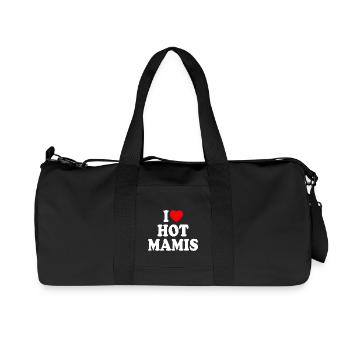 I love hot mamis - Recycelte Canvas-Sporttasche von Stanley/Stella - Schwarz - Vorne