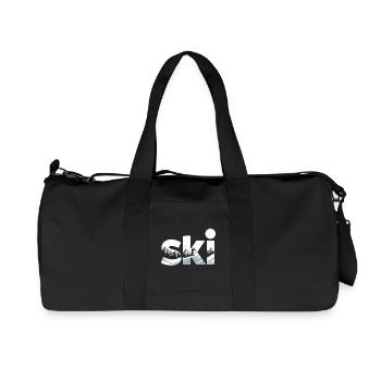 Ski Bergpanorama Typo Design - Recycelte Canvas-Sporttasche von Stanley/Stella - Schwarz - Vorne