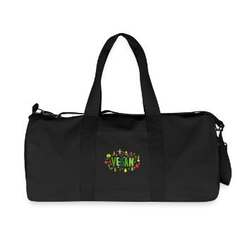 Veganer | Vegetarier| Gesund Nachhaltig Lifestyle - Recycelte Canvas-Sporttasche von Stanley/Stella - Schwarz - Vorne