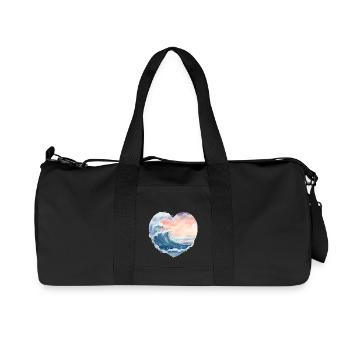 Vague Mer Coeur Forme - Sac de sport en toile recyclée Stanley/Stella - noir - Devant
