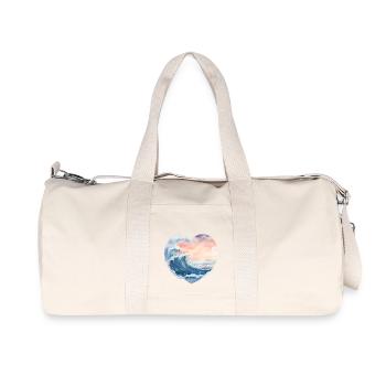 Wave Sea Heart Shape - Recycled Canvas Sports Bag by Stanley/Stella - natural - Front