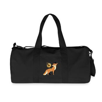 Fuchs Wildtier Wildnis Natur Blume Schmetterlinge - Recycelte Canvas-Sporttasche von Stanley/Stella - Schwarz - Vorne