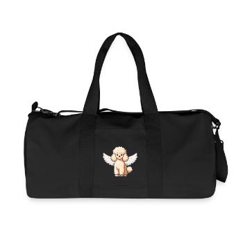 Cute Poodle Dog with Angel Wings Cartoon - Recycled Canvas Sports Bag by Stanley/Stella - black - Front