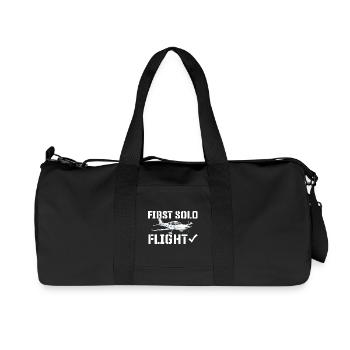 First Solo Flight Aviation Humor Pilot Student  - Recycled Canvas Sports Bag by Stanley/Stella - black - Front