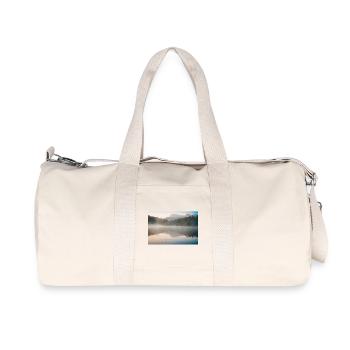 Morning fog at the quiet lake - Recycled Canvas Sports Bag by Stanley/Stella - natural - Front