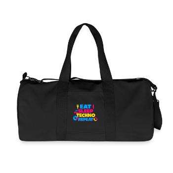 Eat Sleep Techno Repeat Farbexplosion - Recycelte Canvas-Sporttasche von Stanley/Stella - Schwarz - Vorne