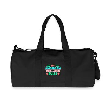 Pre K Teacher Classroom My Rules Kindergarten - Recycled Canvas Sports Bag by Stanley/Stella - black - Front