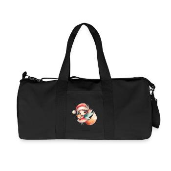 Cute Christmas elven girl with fox baby - Recycled Canvas Sports Bag by Stanley/Stella - black - Front