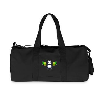 Panda Bodybuilder Barbell Bodybuilding - Recycled Canvas Sports Bag by Stanley/Stella - black - Front
