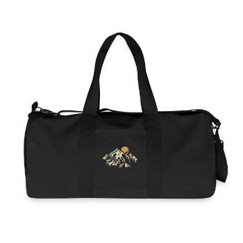 retro mountains landscape nature vintage mountain hiking - Recycled Canvas Sports Bag by Stanley/Stella - black - Front
