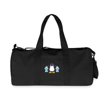 Pinguin Angler Fisch Angeln - Recycelte Canvas-Sporttasche von Stanley/Stella - Schwarz - Vorne