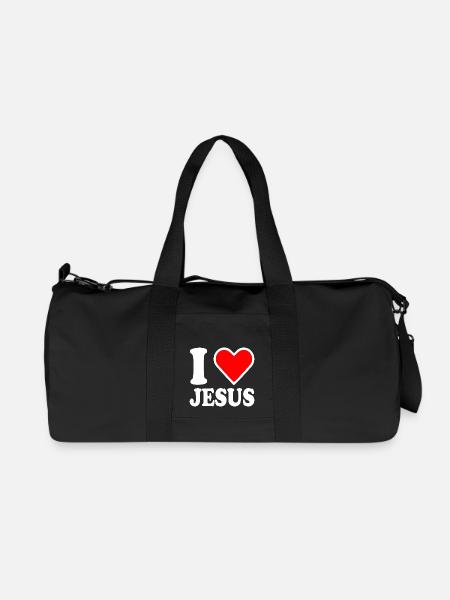 I love jesus - Stanley/Stella sportstaske i genanvendt kanvas - sort