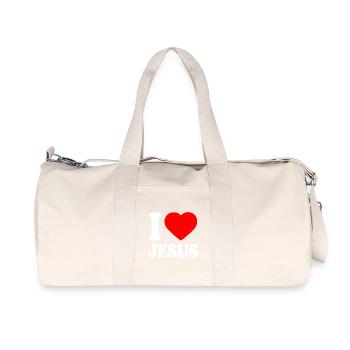 I love jesus - Sac de sport en toile recyclée Stanley/Stella - blanc naturel - Devant