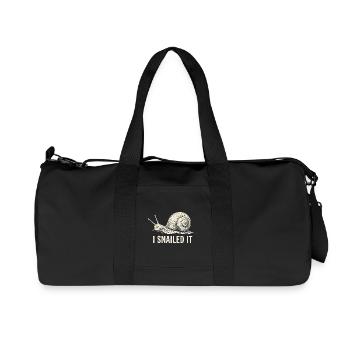I Snailed It Cartoon Snail Tee - Recycled Canvas Sports Bag by Stanley/Stella - black - Front