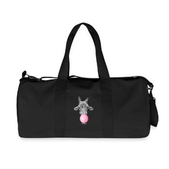Giraffe With Pink Bubblegum - Funny Animal Face - Recycled Canvas Sports Bag by Stanley/Stella - black - Front