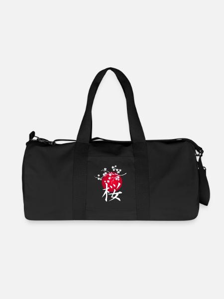 Weiße japanische Kirsche und rote Sonne - Recycelte Canvas-Sporttasche von Stanley/Stella - Schwarz