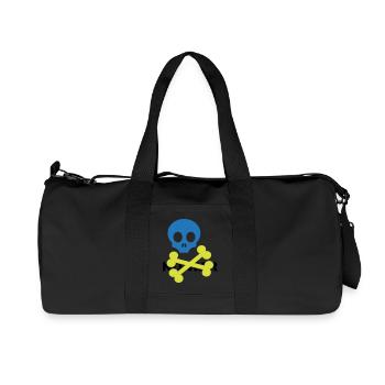 Crâne et os croisés bleu néon - Sac de sport en toile recyclée Stanley/Stella - noir - Devant
