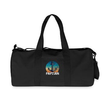 Papitän und Anker - für den besten Papa der Welt - Recycelte Canvas-Sporttasche von Stanley/Stella - Schwarz - Vorne