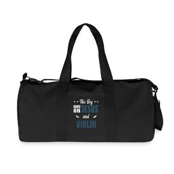 This boy Runs On Jesus and violin - Recycled Canvas Sports Bag by Stanley/Stella - black - Front