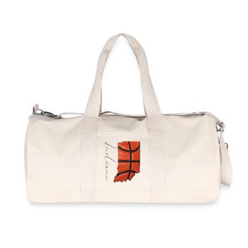 Indiana (United States) | Real Basketball | Map Script - Recycled Canvas Sports Bag by Stanley/Stella - natural - Front