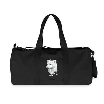 Geometric Bear Head – Strength and Tranquility - Recycled Canvas Sports Bag by Stanley/Stella - black - Front