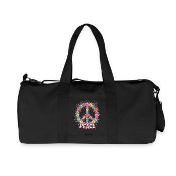 Flower Power Peace Sign - Recycled Canvas Sports Bag by Stanley/Stella - black - Front