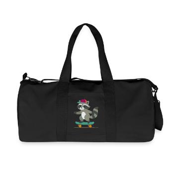 Skateboard raccoon with baseball cap - Recycled Canvas Sports Bag by Stanley/Stella - black - Front