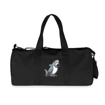 Cartoon Grey Parrot Shark Costume - Recycled Canvas Sports Bag by Stanley/Stella - black - Front