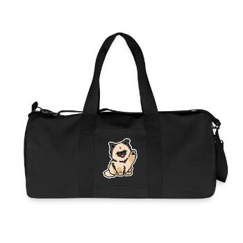 Cute Dog Sticker Style – Toshi the Fluffy Dog - Recycled Canvas Sports Bag by Stanley/Stella - black - Front