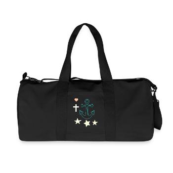 Ancre lumineuse avec des étoiles - Sac de sport en toile recyclée Stanley/Stella - noir - Devant