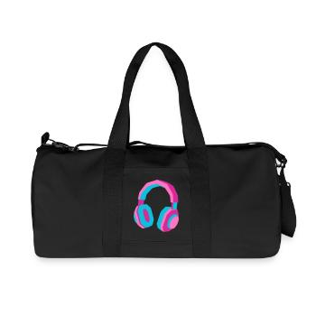 Kopfhörer 80er Retro Synthwave DJ Musik Gamer - Recycelte Canvas-Sporttasche von Stanley/Stella - Schwarz - Vorne