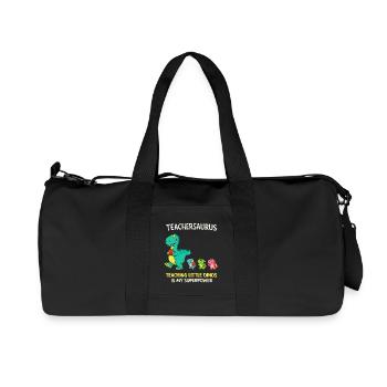 Teachersaurus Teacher Humor with Little Dinosaur - Recycled Canvas Sports Bag by Stanley/Stella - black - Front