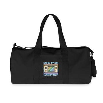 Daddy By Day Gamer By Night, Funny Gamer Dad - Recycled Canvas Sports Bag by Stanley/Stella - black - Front