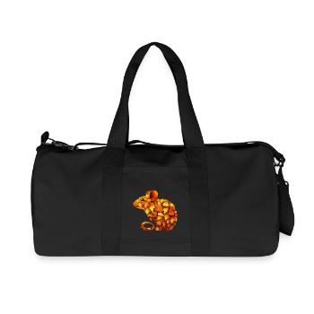 Cute mouse from autumn leaves colorful - Recycled Canvas Sports Bag by Stanley/Stella - black - Front