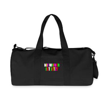 Nie wieder ist jetzt - Recycelte Canvas-Sporttasche von Stanley/Stella - Schwarz - Vorne