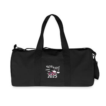 Norway 2025 Herring with Mountains and Moose Fishing - Recycled Canvas Sports Bag by Stanley/Stella - black - Front