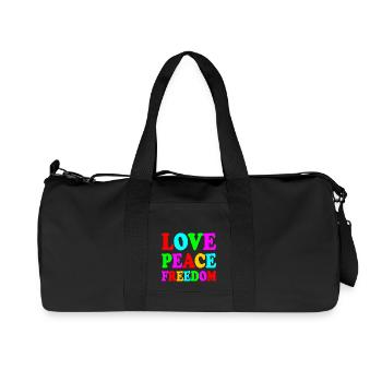 Love peace freedom - Recycelte Canvas-Sporttasche von Stanley/Stella - Schwarz - Vorne