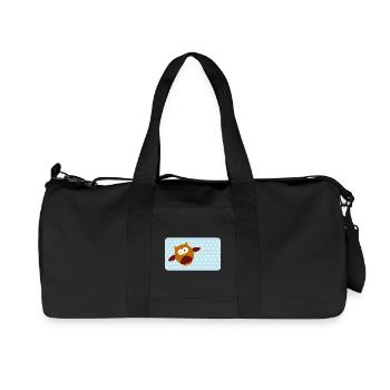 Funny Owl with Blue Asterisk | Customisable - Recycled Canvas Sports Bag by Stanley/Stella - black - Front