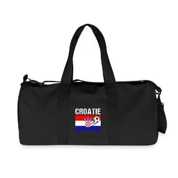Drapeau Croatie cadeau football foot croate - Sac de sport en toile recyclée Stanley/Stella - noir - Devant