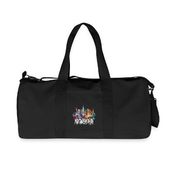 New York Skyline Graffiti Lettering - Recycled Canvas Sports Bag by Stanley/Stella - black - Front