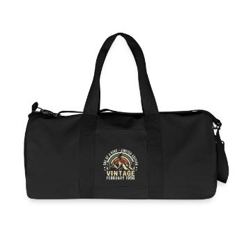 Anniversaire - février Cadeau Vintage février 1956 - Sac de sport en toile recyclée Stanley/Stella - noir - Devant