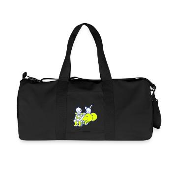 2 Hase Vogel große riesige Schildkröte winken Team - Recycelte Canvas-Sporttasche von Stanley/Stella - Schwarz - Vorne